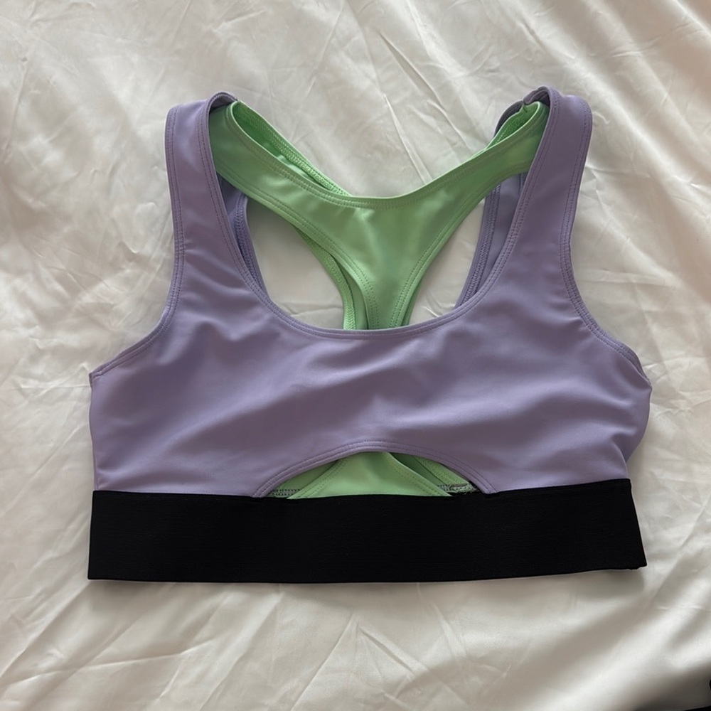 ALO Yoga Purple and Green Racerback Sports Bra